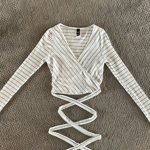 Women’s cropped top from Windsor. White with black stripes. Size small.